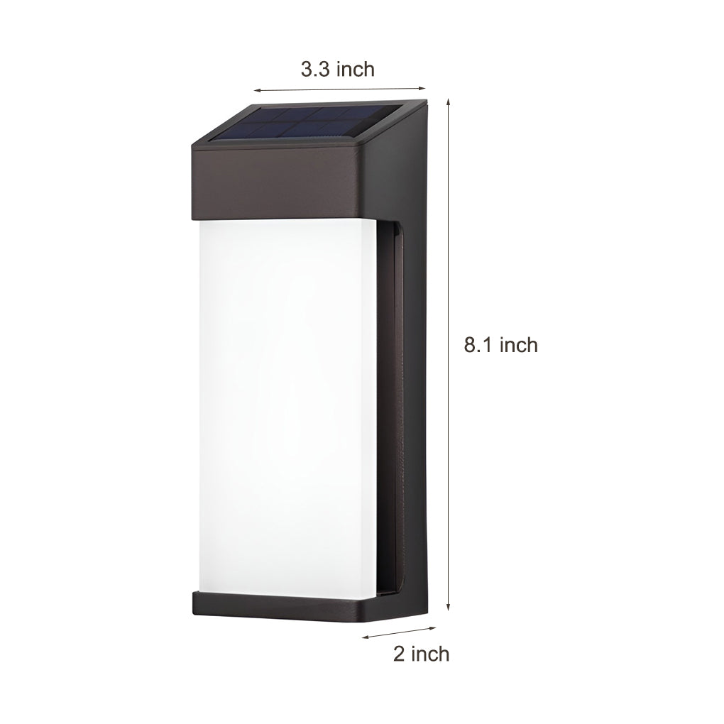 Set of 2 Rectangular Solar Outdoor Wall Lights Waterproof LED Sconces for Porch and Garden