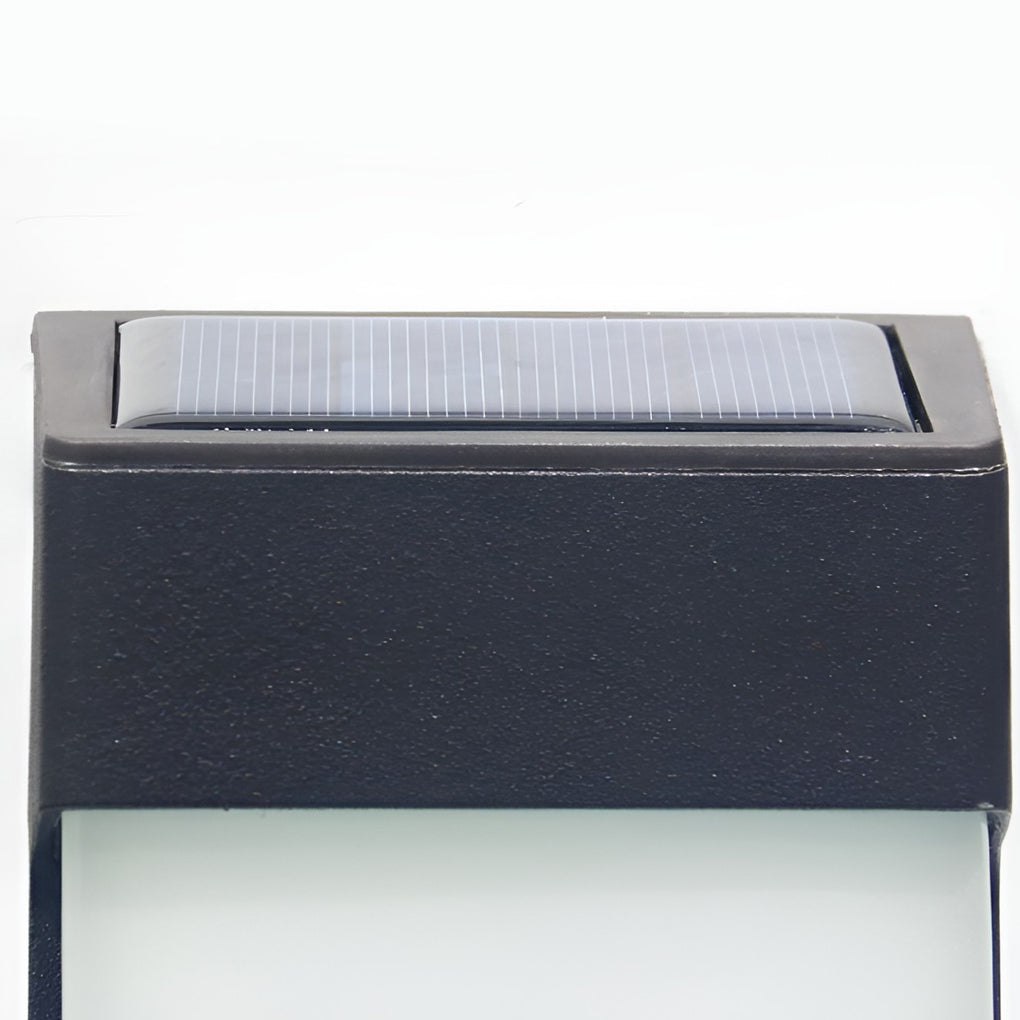 Set of 2 Rectangular Solar Outdoor Wall Lights Waterproof LED Sconces for Porch and Garden