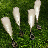 Set of 2 Solar Hairy Reed Outdoor Garden Lights Waterproof LED Landscape Path Lamps for Yard