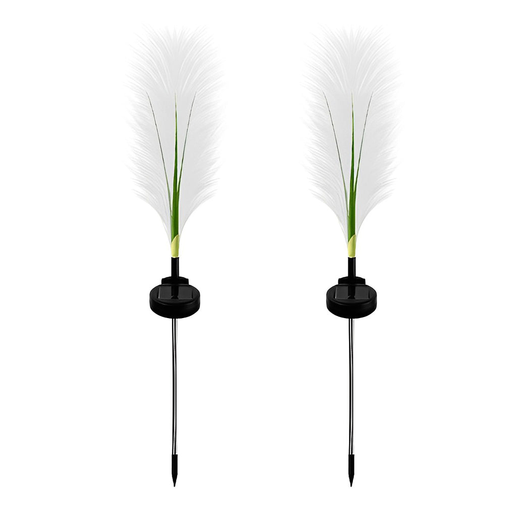 Set of 2 Solar Hairy Reed Outdoor Garden Lights Waterproof LED Landscape Path Lamps for Yard