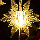 Set of 2 Solar Powered LED Snowflake Outdoor Stake Lights for Winter Landscape Decor