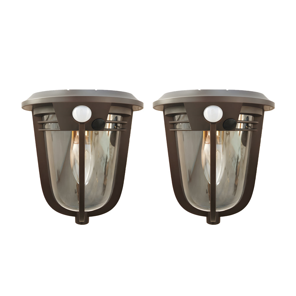 Set of 2 Solar Powered Outdoor Wall Lights with Motion Sensor and Dusk to Dawn Security Lighting
