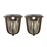 Set of 2 Solar Powered Outdoor Wall Lights with Motion Sensor and Dusk to Dawn Security Lighting