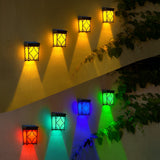 Set of 2 Waterproof RGB Solar Wall Sconces with Intelligent Motion Sensor for Outdoor Decor