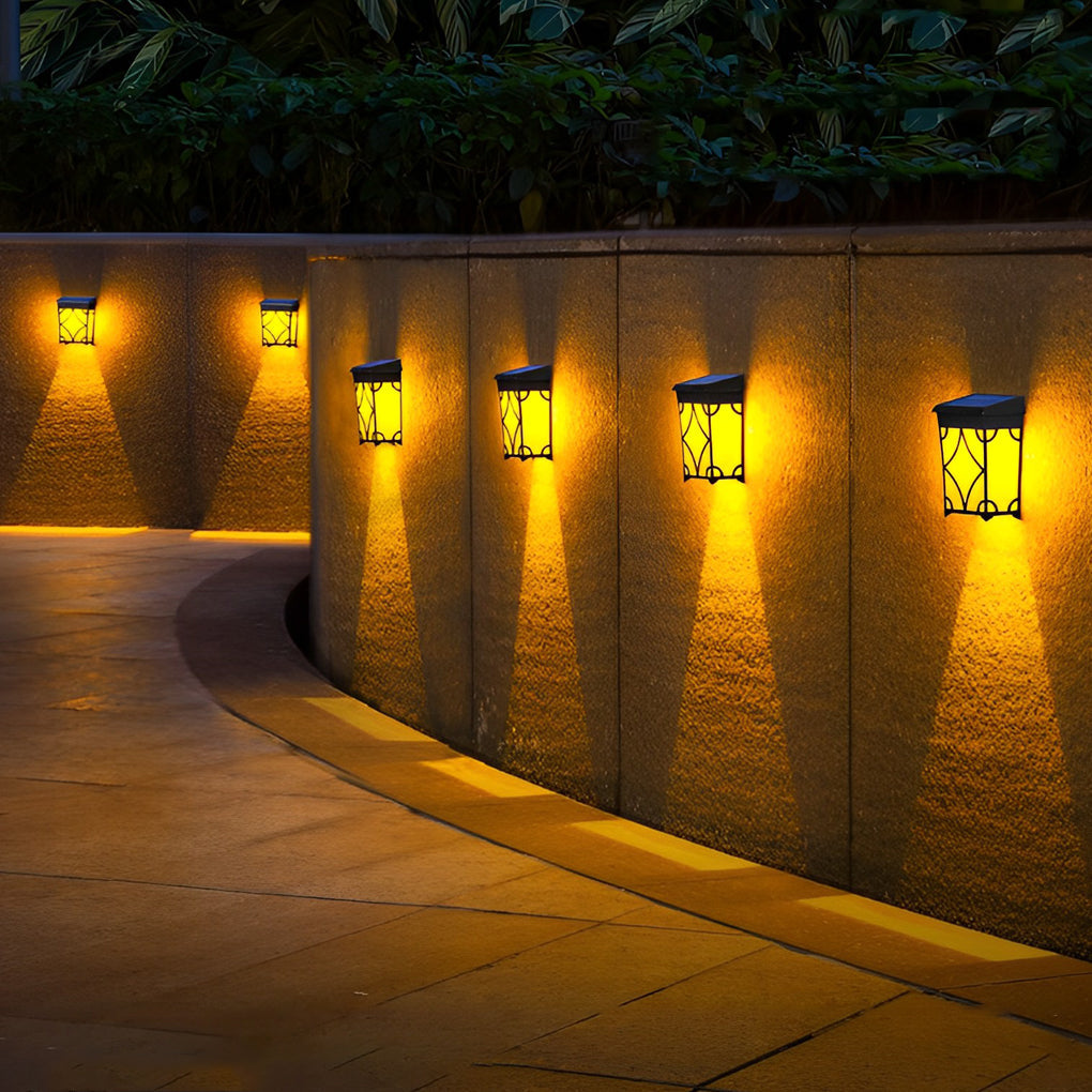 Set of 2 Waterproof RGB Solar Wall Sconces with Intelligent Motion Sensor for Outdoor Decor