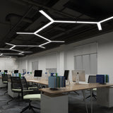 Set of 4 Modern Y Shaped LED Office Pendant Lights Seamless Linear Hanging Fixtures for Workspace