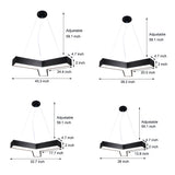Set of 4 Modern Y Shaped LED Office Pendant Lights Seamless Linear Hanging Fixtures for Workspace
