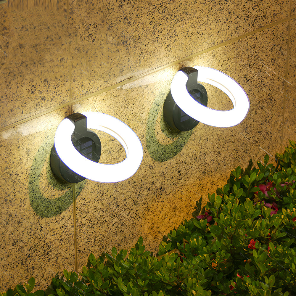 Set of 4 Round Foldable Solar Deck Lights Modern Outdoor Disk Lamps for Garden Pathway and Yard Lighting
