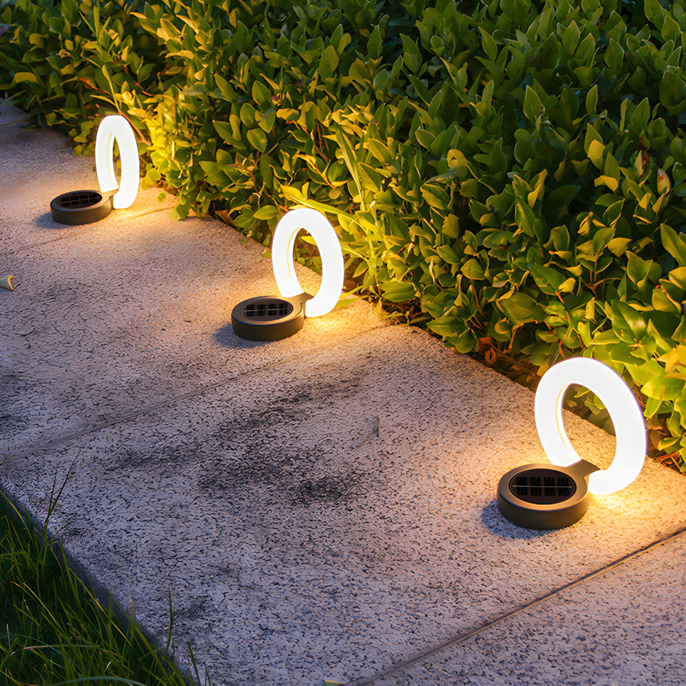 Set of 4 Round Foldable Solar Deck Lights Modern Outdoor Disk Lamps for Garden Pathway and Yard Lighting