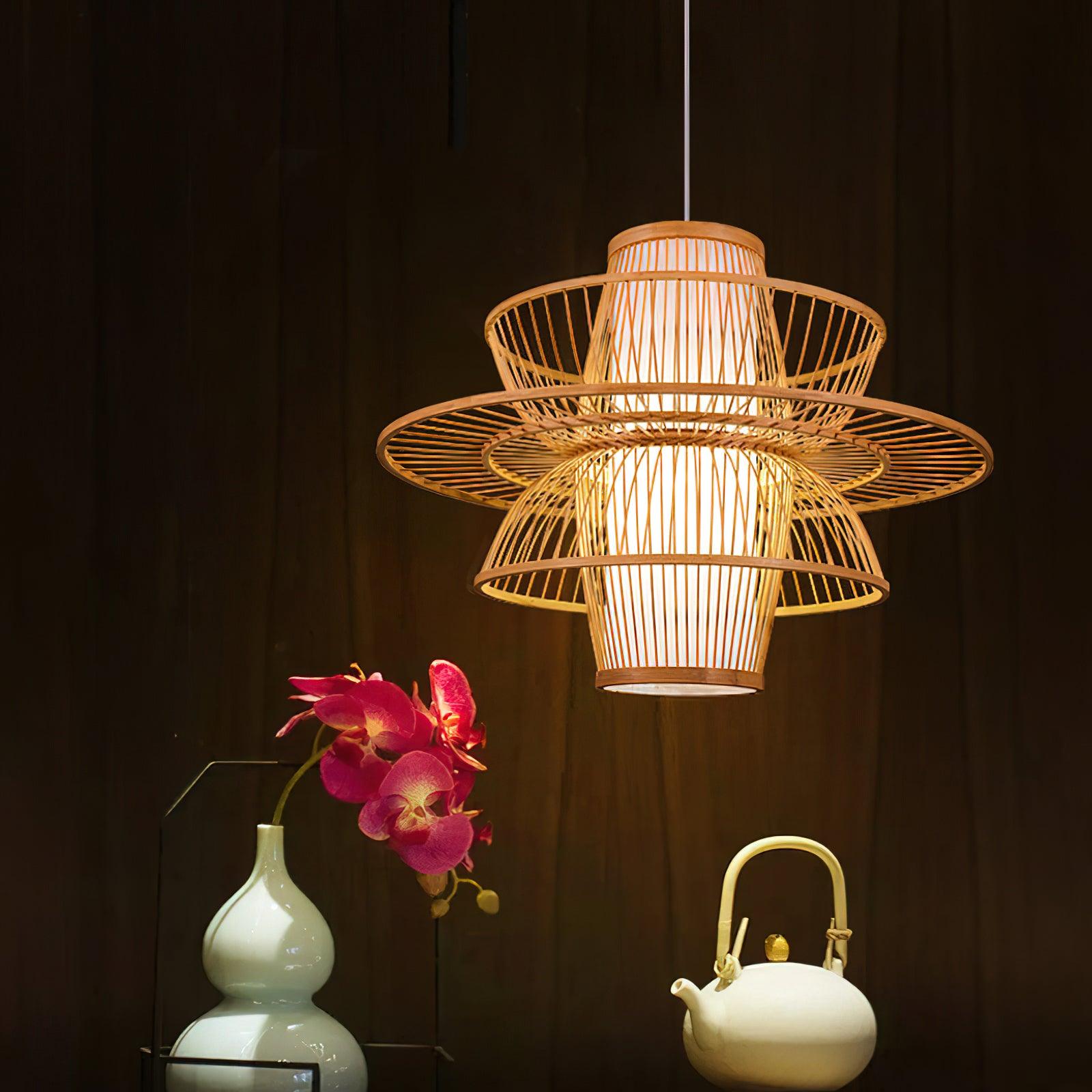 Sigyn Handwoven Bamboo Pendant Lamp Natural Organic Sustainable Woven Droplight Fixture