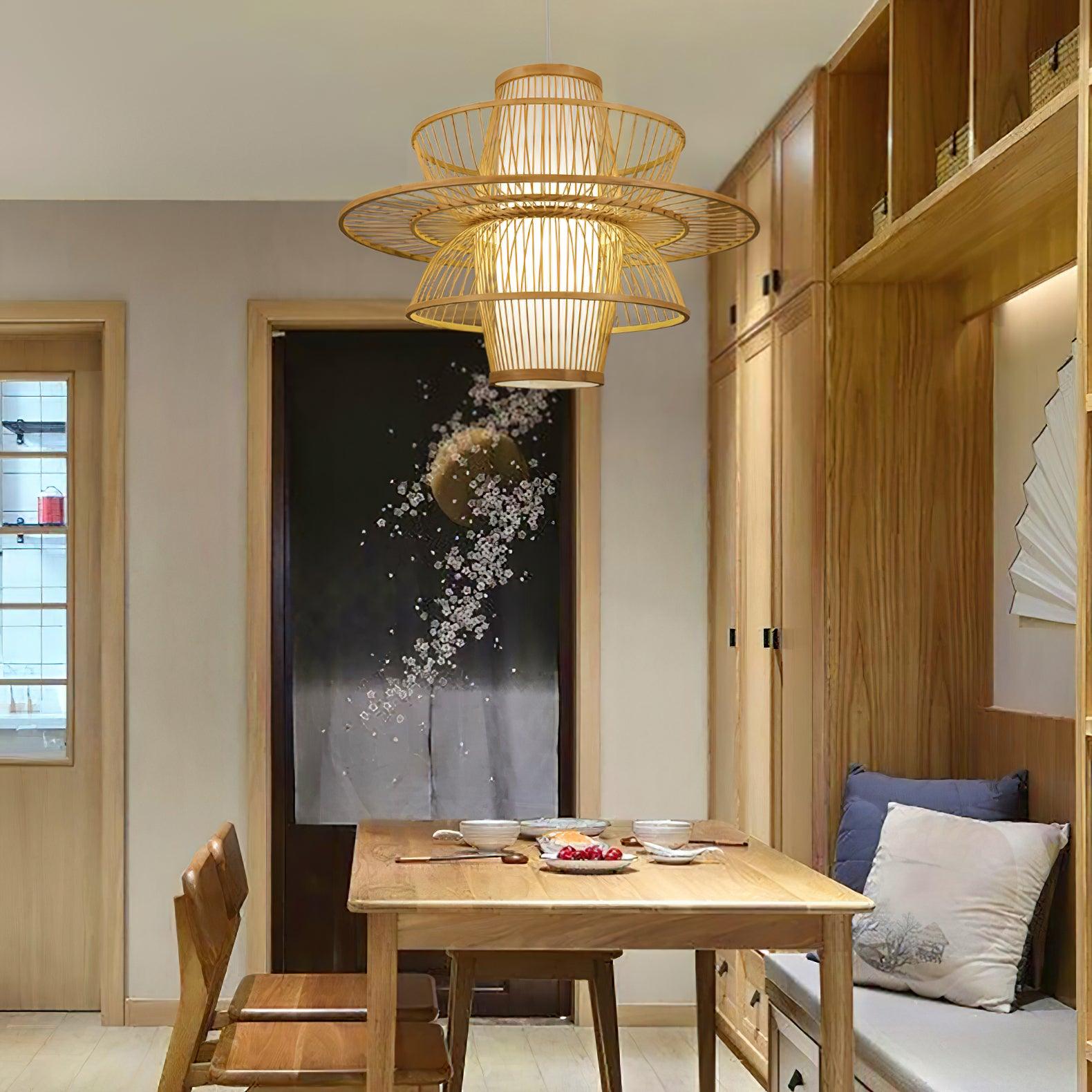 Sigyn Handwoven Bamboo Pendant Lamp Natural Organic Sustainable Woven Droplight Fixture