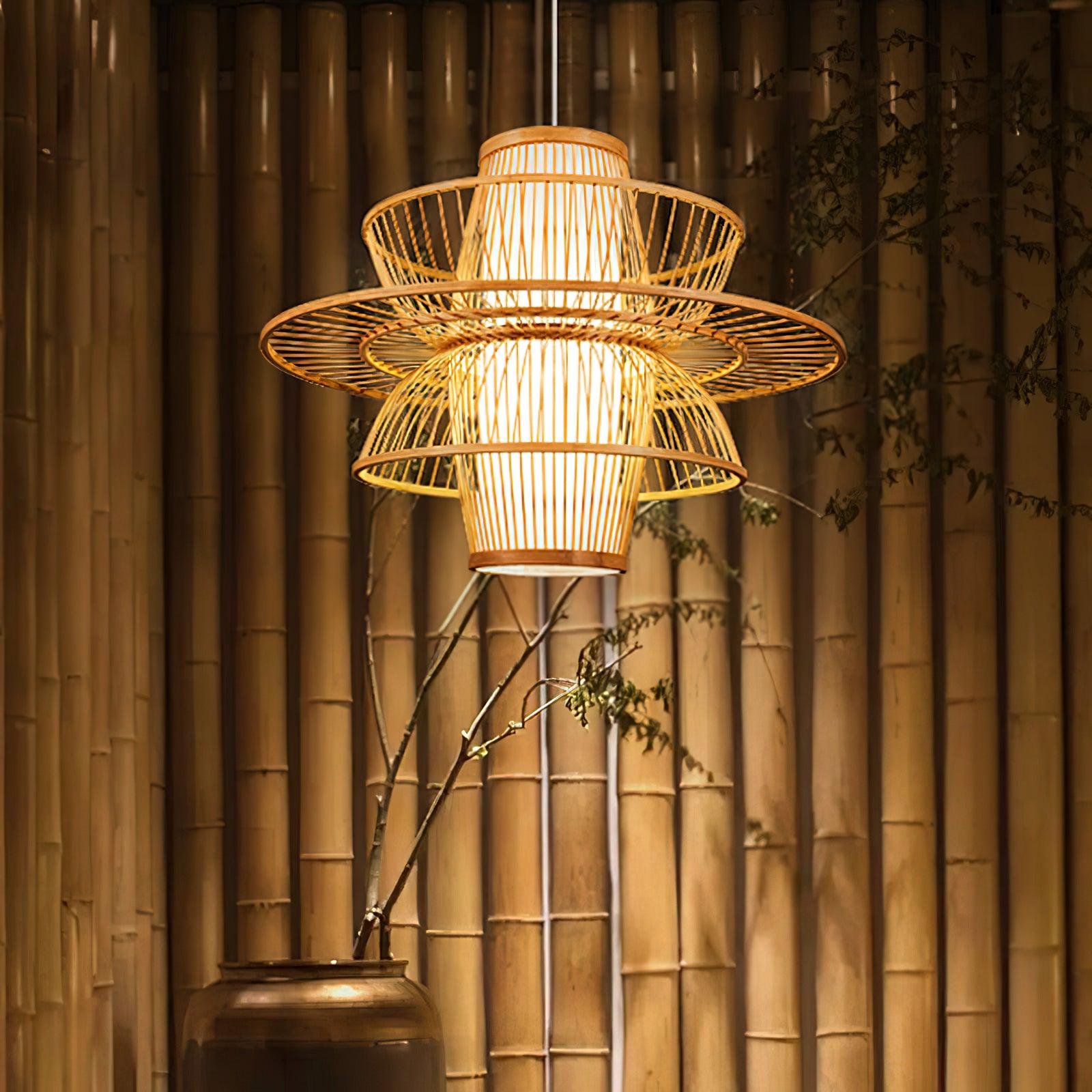 Sigyn Handwoven Bamboo Pendant Lamp Natural Organic Sustainable Woven Droplight Fixture