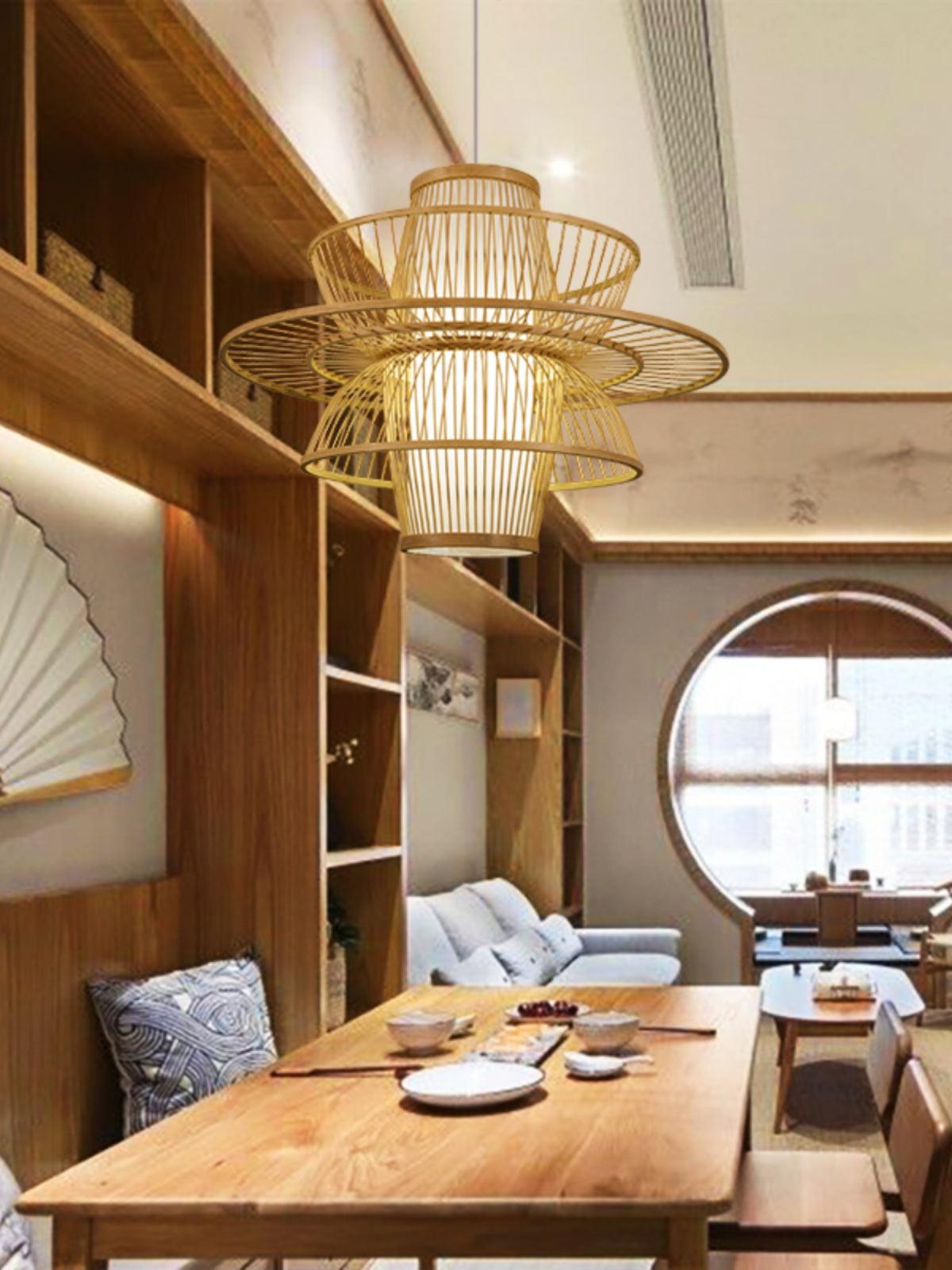 Sigyn Handwoven Bamboo Pendant Lamp Natural Organic Sustainable Woven Droplight Fixture