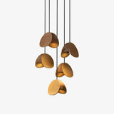 Siyuan Modern Wood Leaf Pendant Light LED Hanging Fixture for Dining Living Room