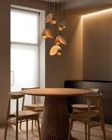 Siyuan Modern Wood Leaf Pendant Light LED Hanging Fixture for Dining Living Room