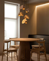 Siyuan Modern Wood Leaf Pendant Light LED Hanging Fixture for Dining Living Room