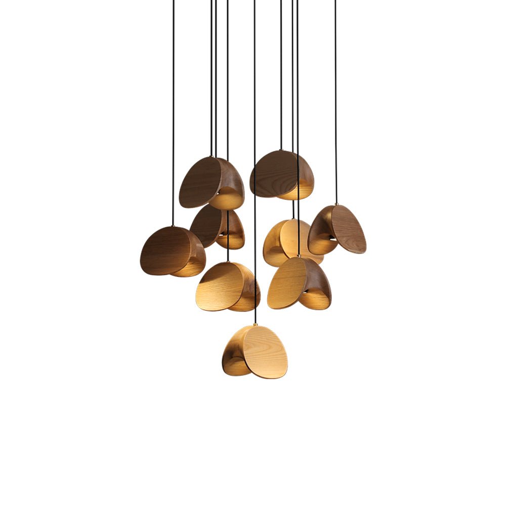 Siyuan Modern Wood Leaf Pendant Light LED Hanging Fixture for Dining Living Room