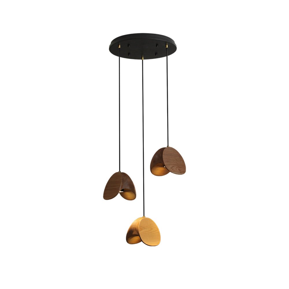 Siyuan Modern Wood Leaf Pendant Light LED Hanging Fixture for Dining Living Room