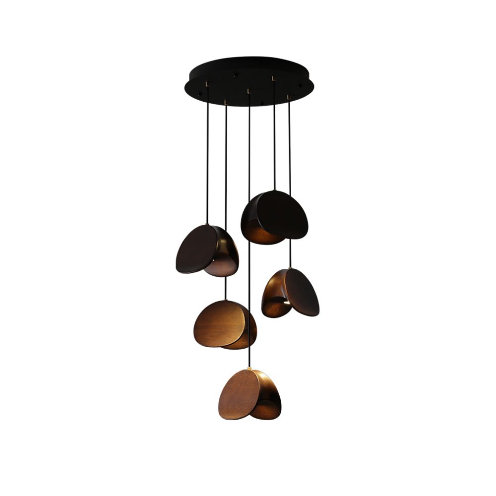 Siyuan Modern Wood Leaf Pendant Light LED Hanging Fixture for Dining Living Room