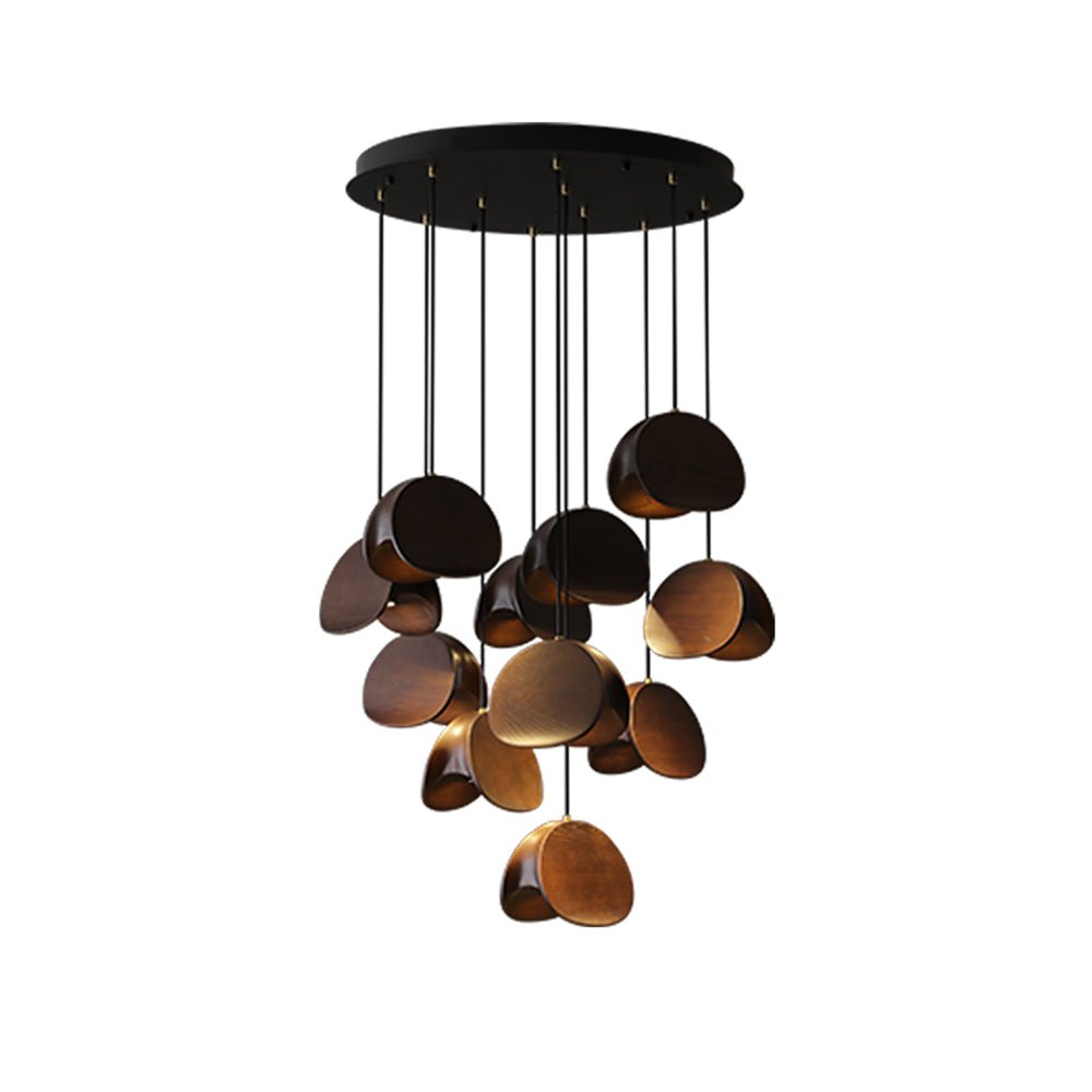 Siyuan Modern Wood Leaf Pendant Light LED Hanging Fixture for Dining Living Room