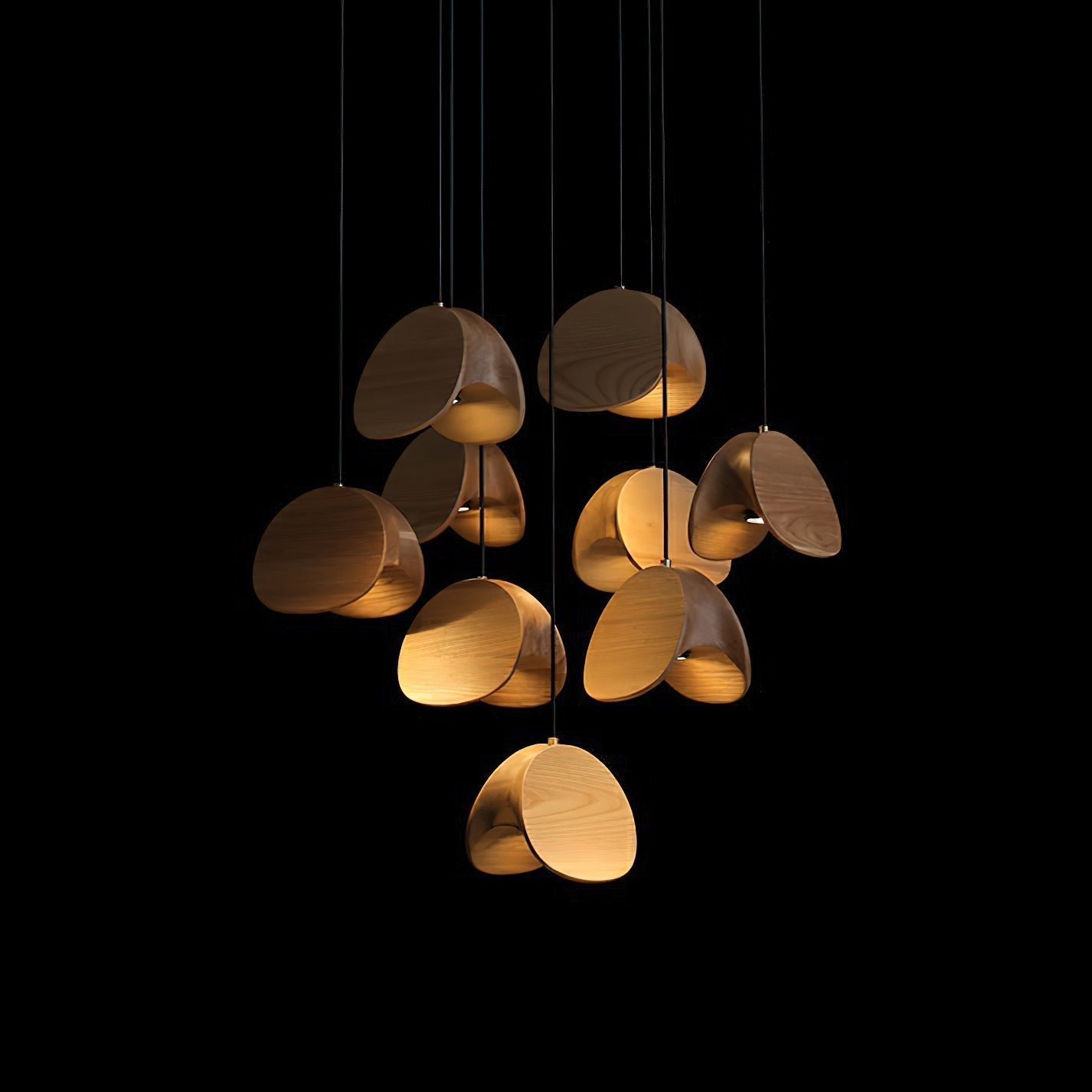 Siyuan Modern Wood Leaf Pendant Light LED Hanging Fixture for Dining Living Room