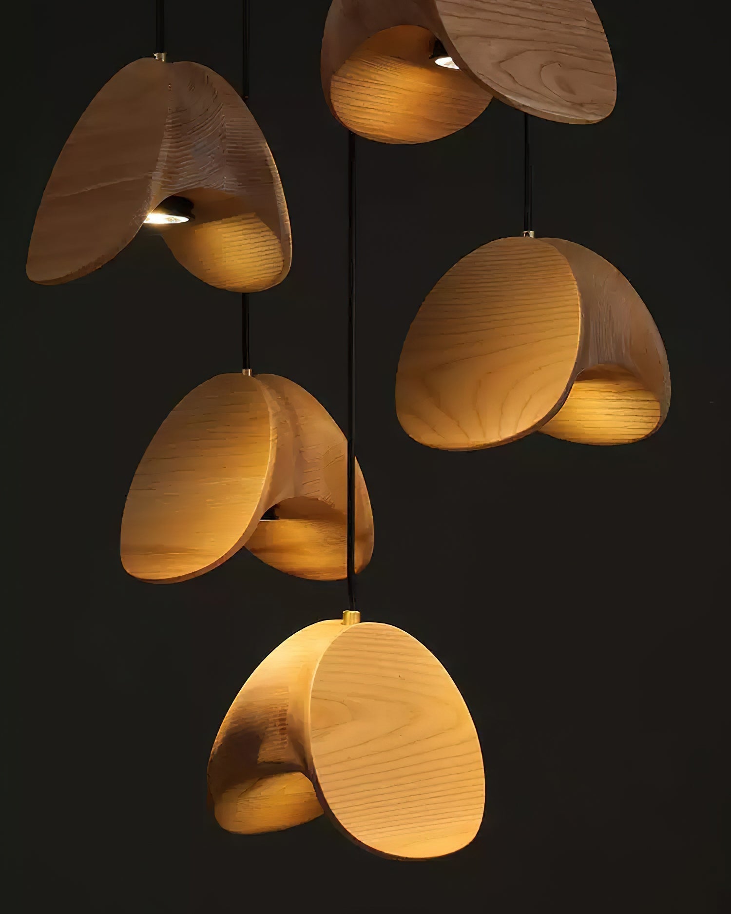 Siyuan Modern Wood Leaf Pendant Light LED Hanging Fixture for Dining Living Room