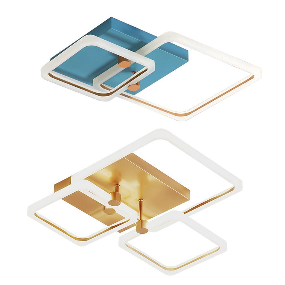 Modern Geometric Square LED Ceiling Light Dimmable Flush Mount Fixture for Bedroom and Living Room