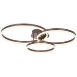 Modern Gold 3 Ring LED Flush Mount Ceiling Light Dimmable Geometric Lighting for Living Room