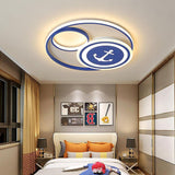 Modern Blue Circular LED Flush Mount Ceiling Light Dimmable Acrylic Fixture for Kids Bedroom