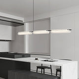 Sleek Black Copper Linear Island Light Modern LED Pendant Chandelier with Frosted Glass