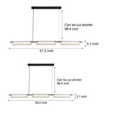 Sleek Black Copper Linear Island Light Modern LED Pendant Chandelier with Frosted Glass