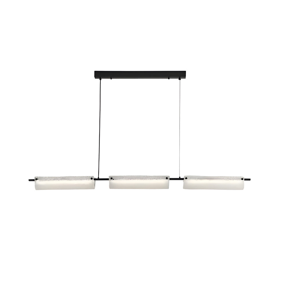 Sleek Black Copper Linear Island Light Modern LED Pendant Chandelier with Frosted Glass