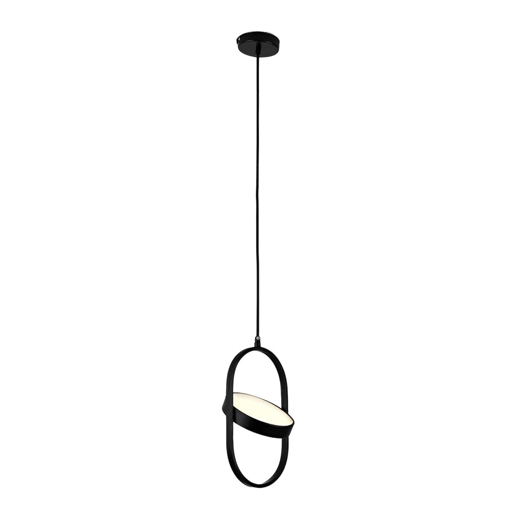 Sleek Black Round Hanging LED Ceiling Lamp with Three Step Dimming Adjustable Height Design