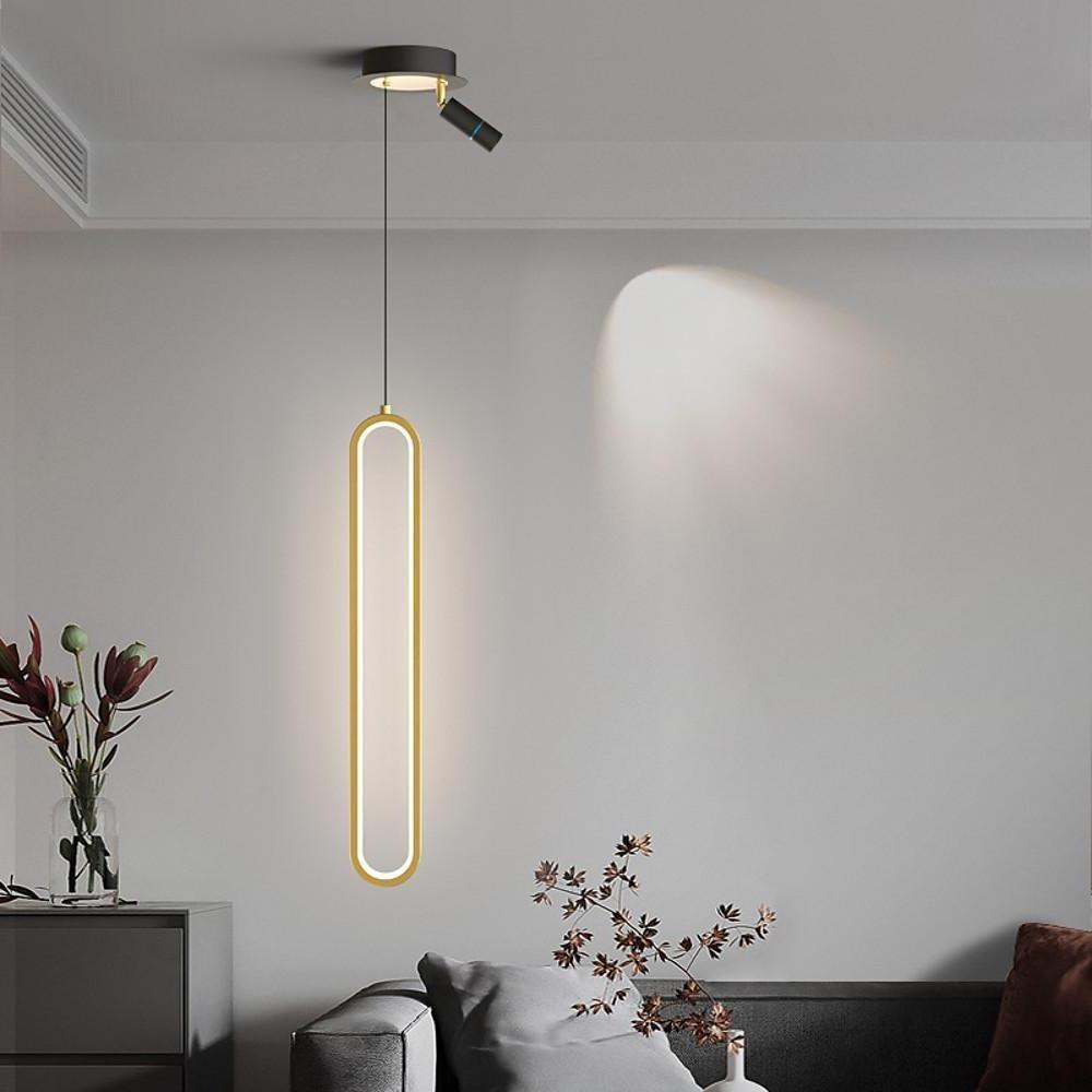 Sleek Elongated Modern LED Pendant Light with Metal and Acrylic Shades for Kitchen Island and Dining Room