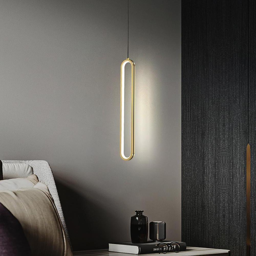 Sleek Elongated Modern LED Pendant Light with Metal and Acrylic Shades for Kitchen Island and Dining Room
