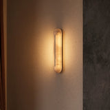 Slender Natural Alabaster LED Wall Sconce Modern Brass Indoor Lighting Fixture