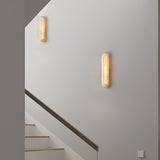 Slender Natural Alabaster LED Wall Sconce Modern Brass Indoor Lighting Fixture