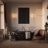 Slender Natural Alabaster LED Wall Sconce Modern Brass Indoor Lighting Fixture