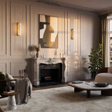 Slender Natural Alabaster LED Wall Sconce Modern Brass Indoor Lighting Fixture