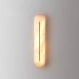 Slender Natural Alabaster LED Wall Sconce Modern Brass Indoor Lighting Fixture