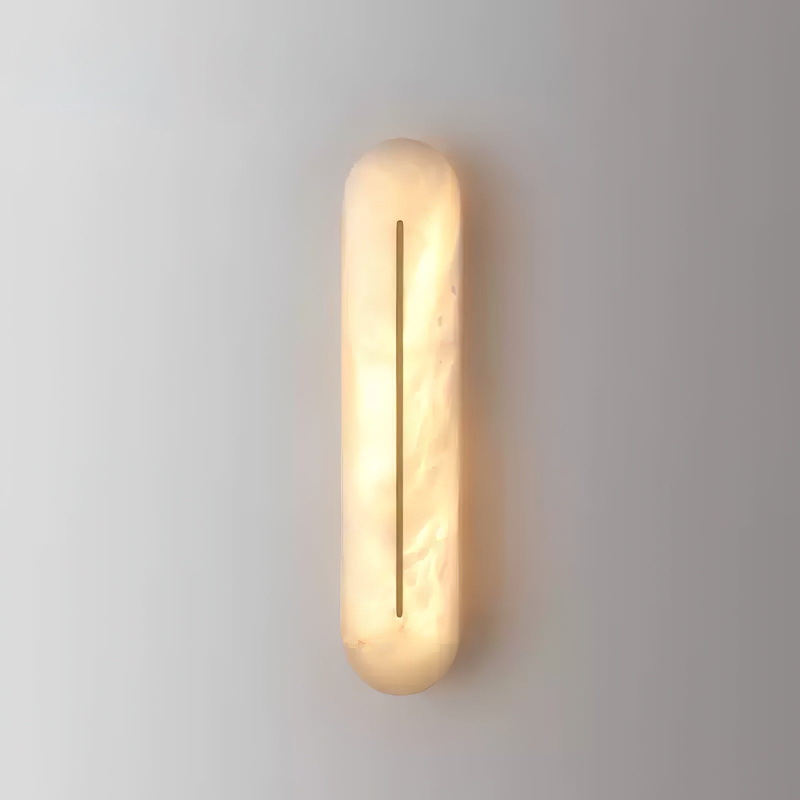 Slender Natural Alabaster LED Wall Sconce Modern Brass Indoor Lighting Fixture