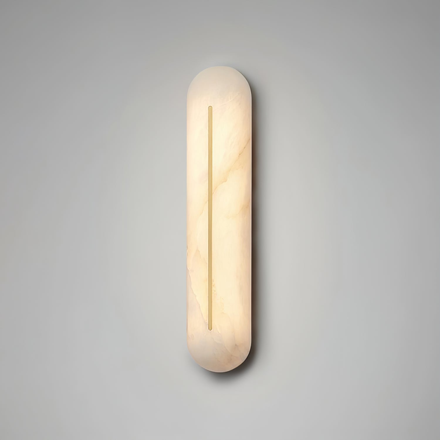 Slender Natural Alabaster LED Wall Sconce Modern Brass Indoor Lighting Fixture