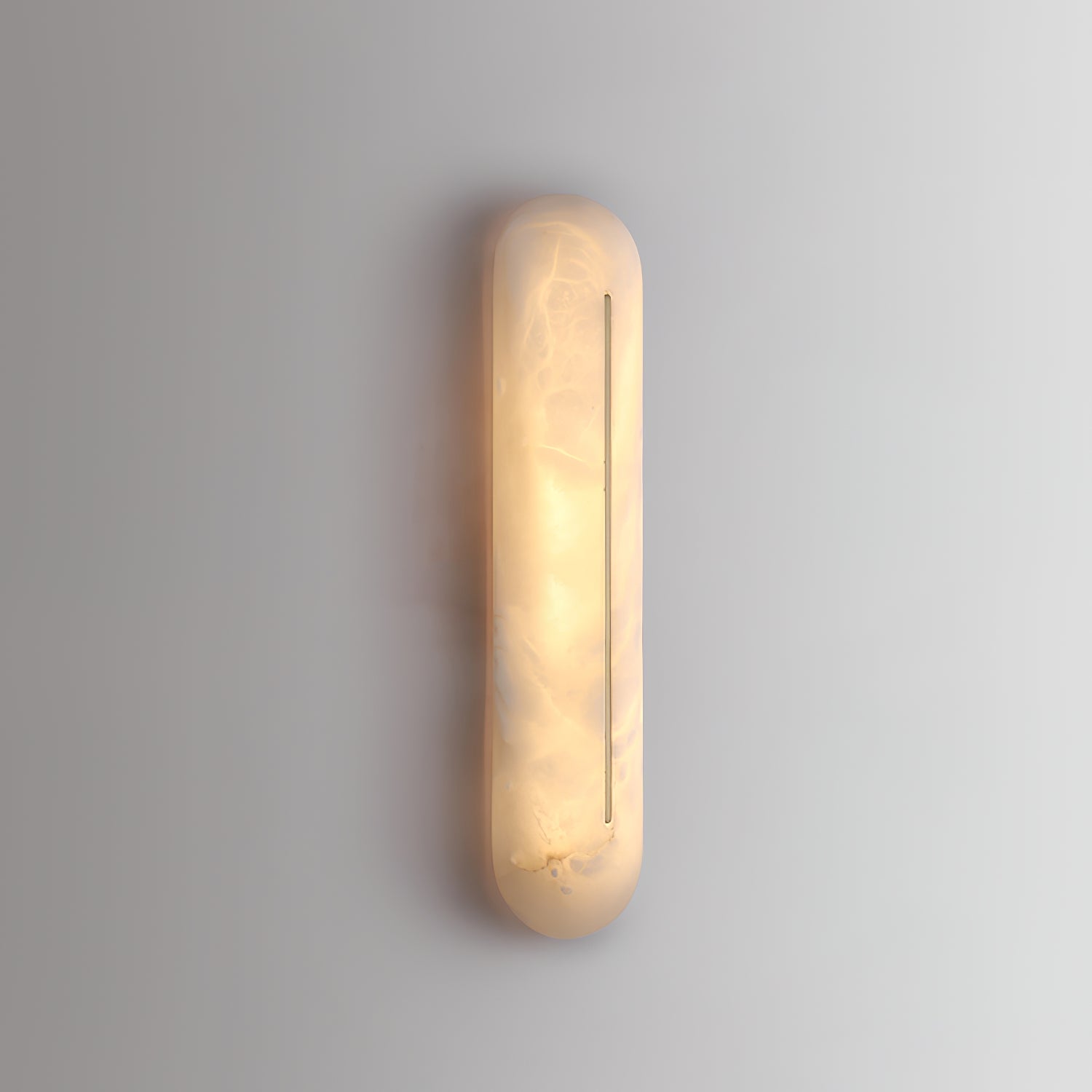 Slender Natural Alabaster LED Wall Sconce Modern Brass Indoor Lighting Fixture