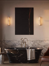 Slender Natural Alabaster LED Wall Sconce Modern Brass Indoor Lighting Fixture