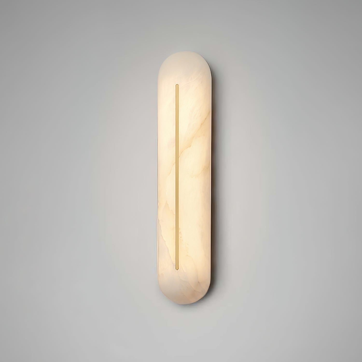 Slender Natural Alabaster LED Wall Sconce Modern Brass Indoor Lighting Fixture