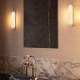 Slender Natural Alabaster LED Wall Sconce Modern Brass Indoor Lighting Fixture