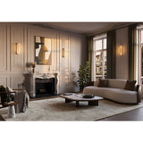 Slender Natural Alabaster LED Wall Sconce Modern Brass Indoor Lighting Fixture
