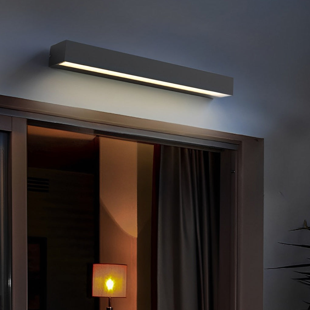 Slim Modern Black LED Outdoor Wall Light Waterproof Exterior Sconce Strip Lamp