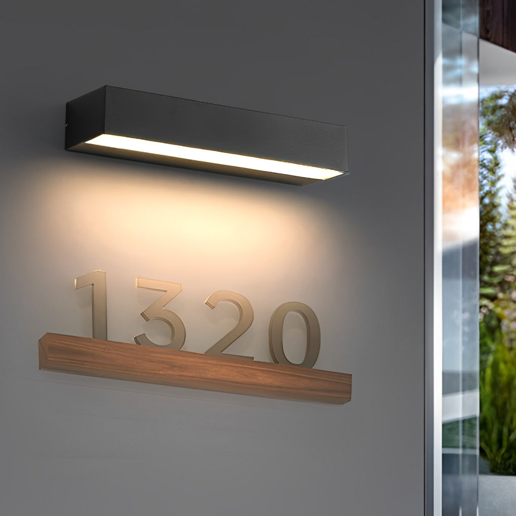 Slim Modern Black LED Outdoor Wall Light Waterproof Exterior Sconce Strip Lamp