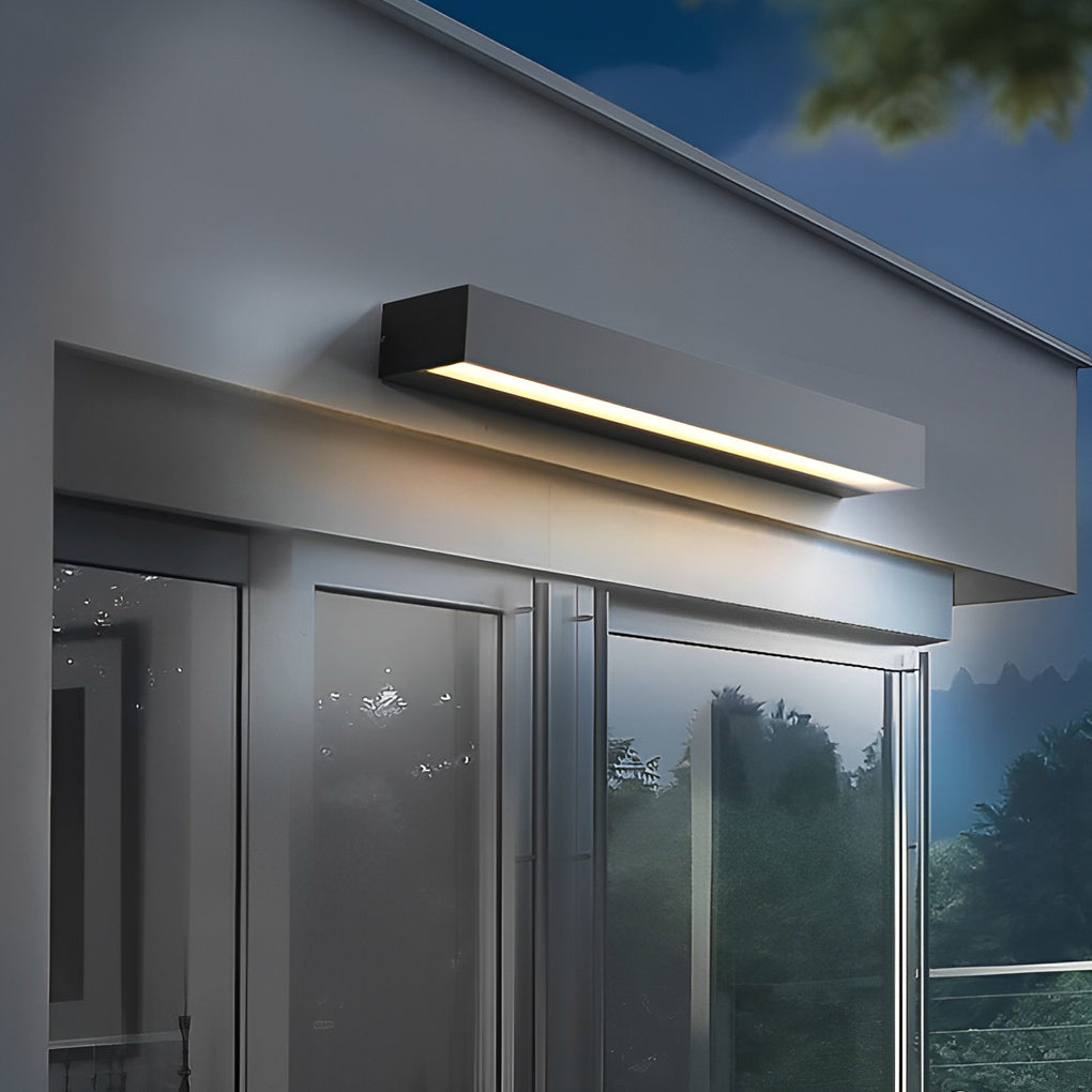 Slim Modern Black LED Outdoor Wall Light Waterproof Exterior Sconce Strip Lamp